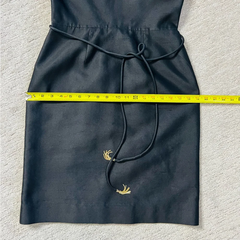 Kate Spade Black Silk with Gold Zipper Structured Cocktail Dress